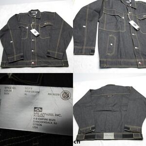 Vintage PJ Mark Raw Denim Jacket Men XL Trucker Pockets Button Up Dead Stock NEW